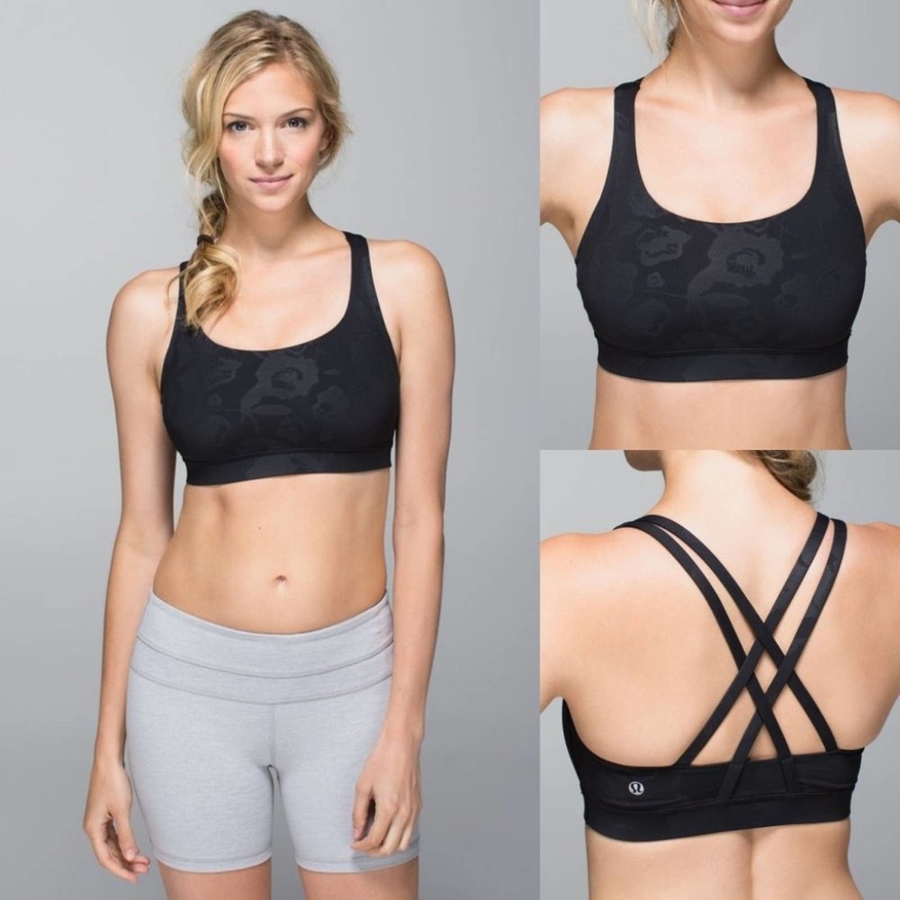 Lululemon Energy Bra in Flat Inky Floral Embossed Black